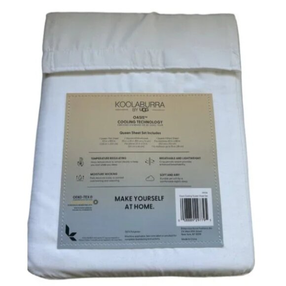 UGG OASIS Queen Size Sheet Set 4 Piece Set Cooling Technology White Soft NEW - Picture 2 of 4